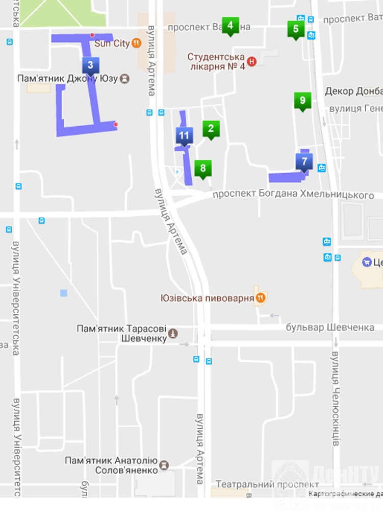 Карта расположения студклуба