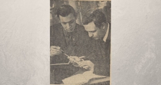 Слева направо студенты горного факультета ДПИ В.Грановский и О.Мороз. Фото 1969 г.
